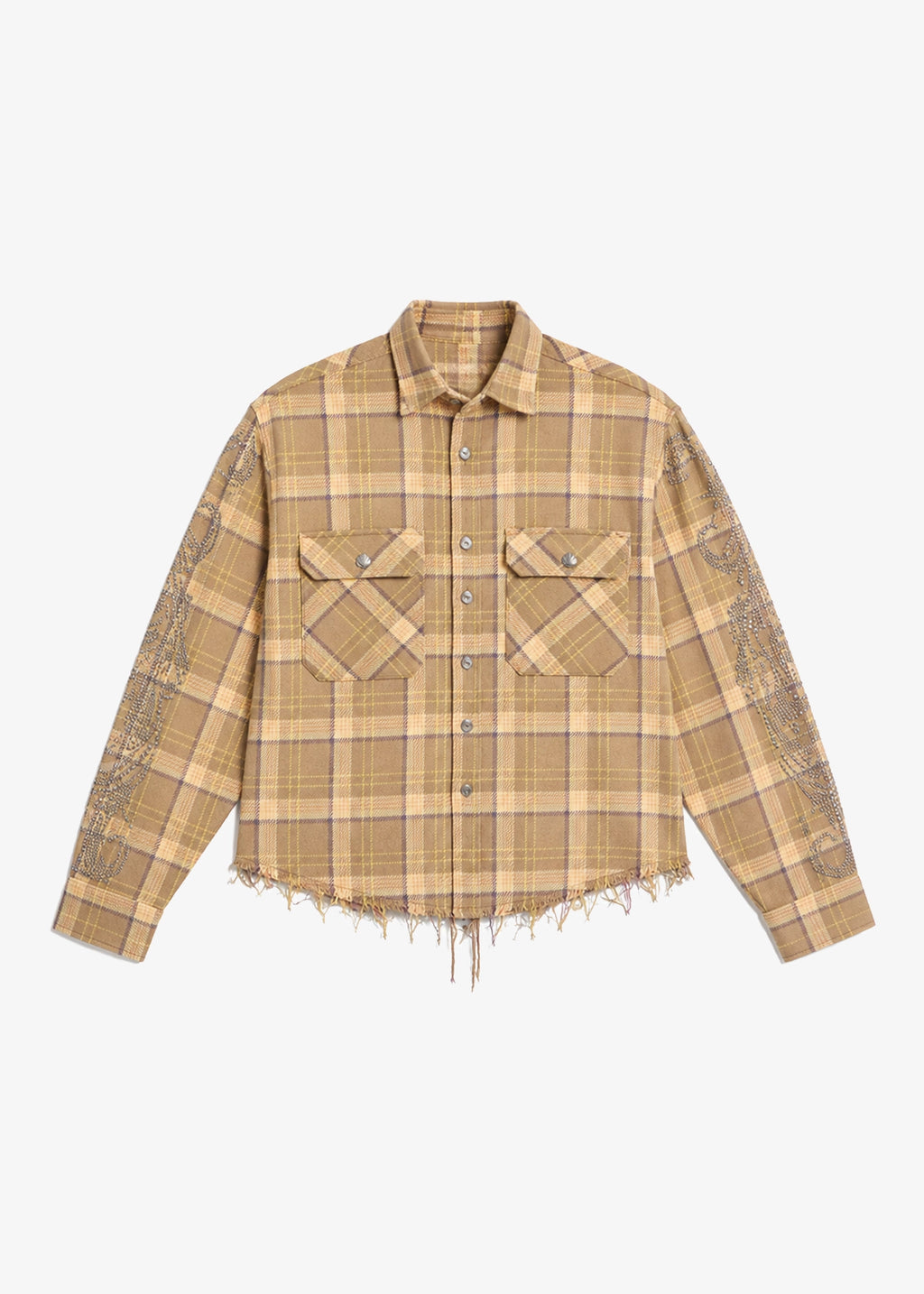 VINTAGE STUDDED FLANNEL - SAND BROWN