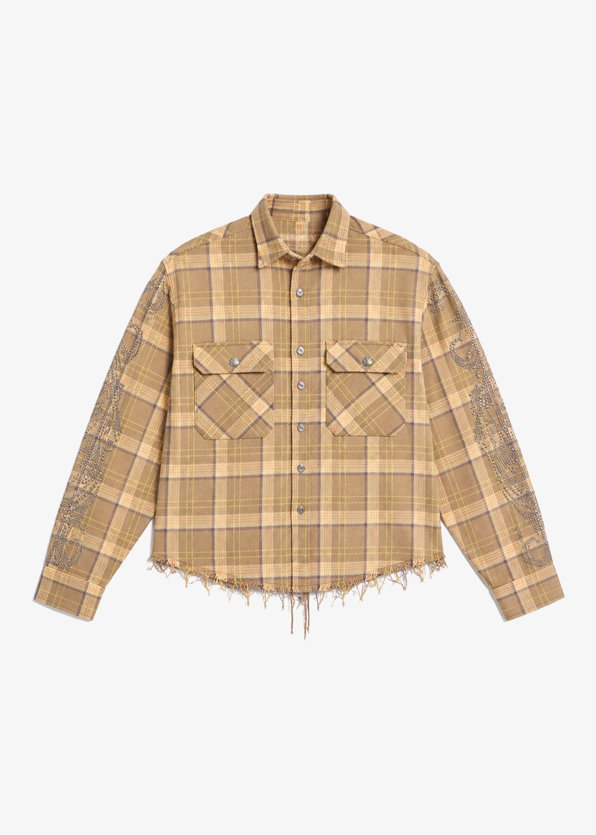 VINTAGE STUDDED FLANNEL - SAND BROWN